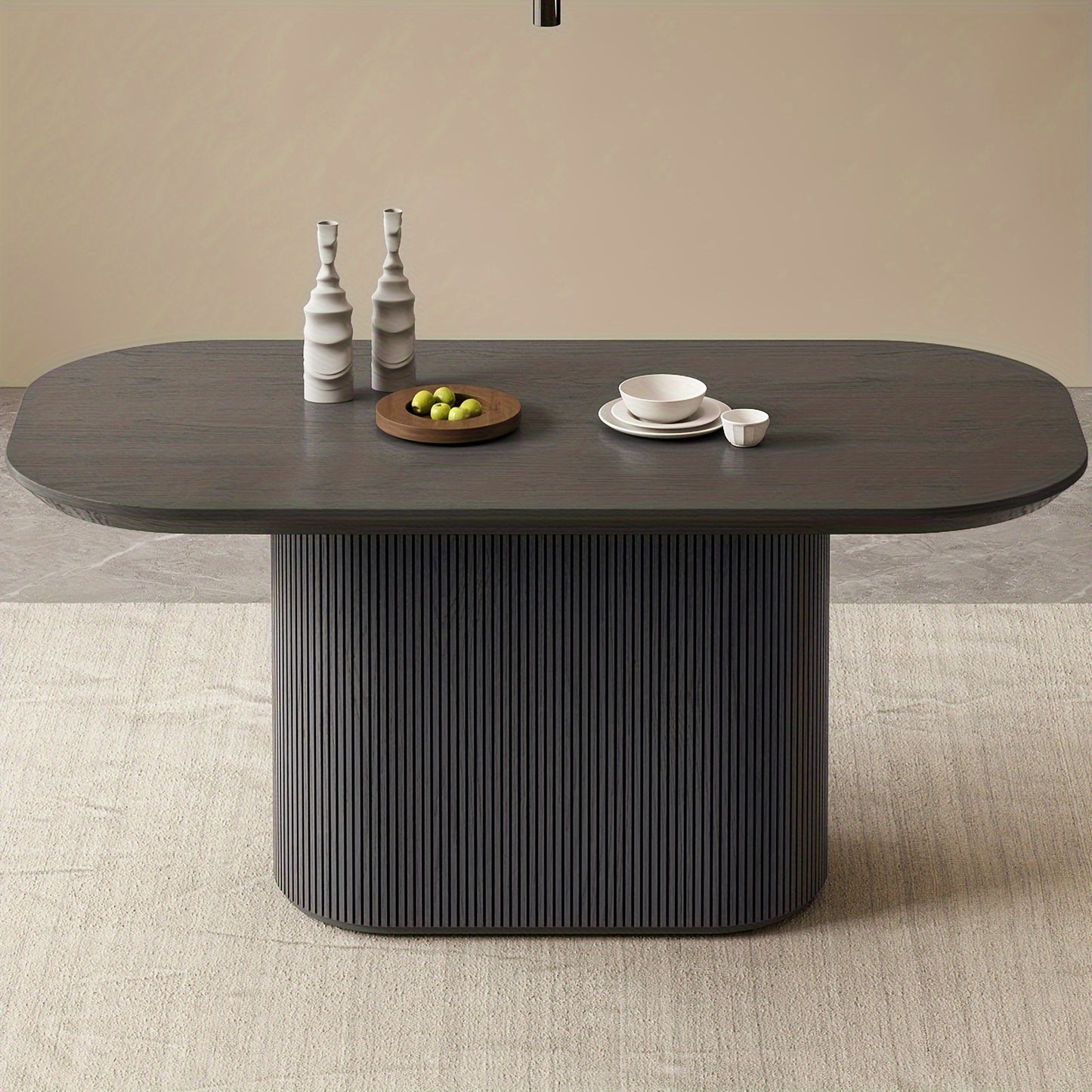 Eettafel – Tafel – Keukentafel – Eetkamertafel – Ovale Tafel – Donkergrijs – Ruimtebesparend – Voor 4-8 Personen – Hardhout & Kunstboard – 220 cm