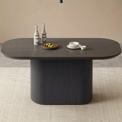 Eettafel – Tafel – Keukentafel – Eetkamertafel – Ovale Tafel – Donkergrijs – Ruimtebesparend – Voor 4-8 Personen – Hardhout & Kunstboard – 220 cm