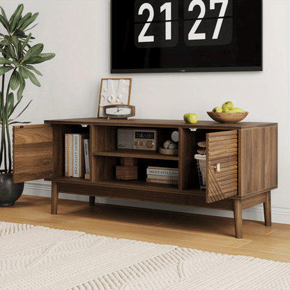 TV-meubel – Tv-meubelkast – Mediaconsol – Entertainment Meubel – Tv Kast – Walnoot Houtlook – 110 cm Breed – Geschikt Voor 32-45 Inch Televisies
