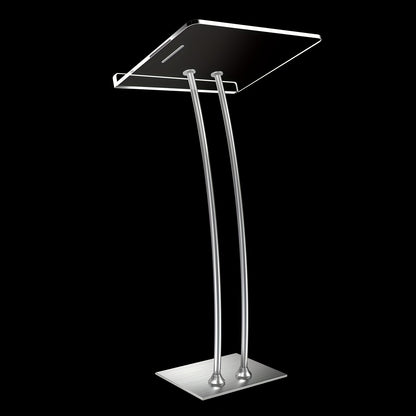 Spreekgestoelte – Podiumstandaard – Lessenaar – Lectorium – Katheder – Verstelbaar Hoogte – 10mm Acrylblad & Stevig IJzeren Onderstel