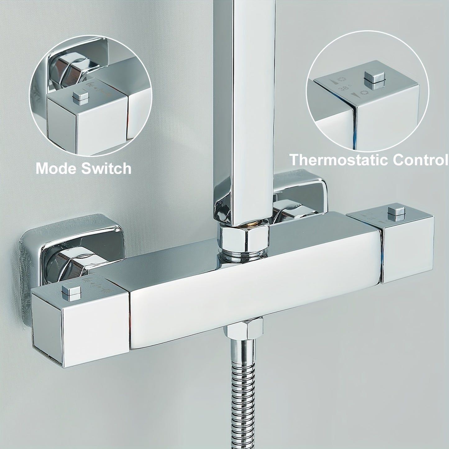 Douchekraan – Douchekraan Thermostaat – Mengkraan – Douche Systeem – Douche Set – Thermostatisch – RVS – Ultra Slank 10 Inch Waterval