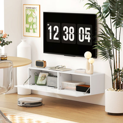 Tv-kast – Tv-meubel – TV-standaard – Mediameubel – Wit – Geschikt voor 75 inch – 3 Open Vakken en 3 Lades – Spaanplaat