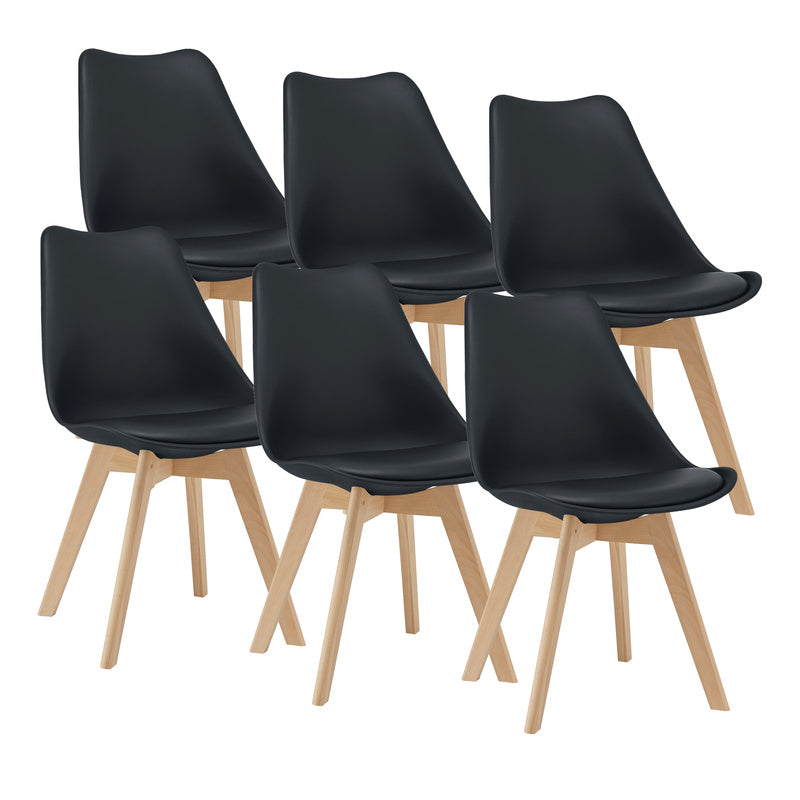 Eetkamerstoel – Stoel – Keukenstoel – Zwarte Stoel – Stoelset 6 Stuks – PU Kunstleer – Massief Beukenhout – 81x49x57 cm – Zithoogte 45 cm