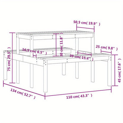 Solid Pine Wood White Modern Picnic Table with White Tabletop & Sturdy A-Frame Legs - Heavy-Duty Portable Design, Durable for Backyard,, Patio, Balcony - Easy Assembly, Low-Maintenance Furniture (110x134x75cm) - Contemporary