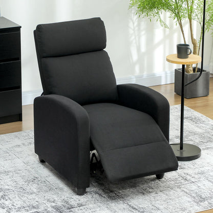 Relaxstoel – Fauteuil – Draaistoel – Loungestoel – Relaxfauteuil – Verstelbaar tot 135° – Uitschuifbare Voetensteun – Polyester Bekleding – 5-Wielige Stevige Basis – Handmatige Bediening – Modern Zwart Design