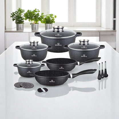 17-delige Kookset – Pannenset – Keukenset – Cookware Set – Pan & Pot Set – Inductie Geschikt – Keramische Antiaanbaklaag – Lichtgewicht Aluminium