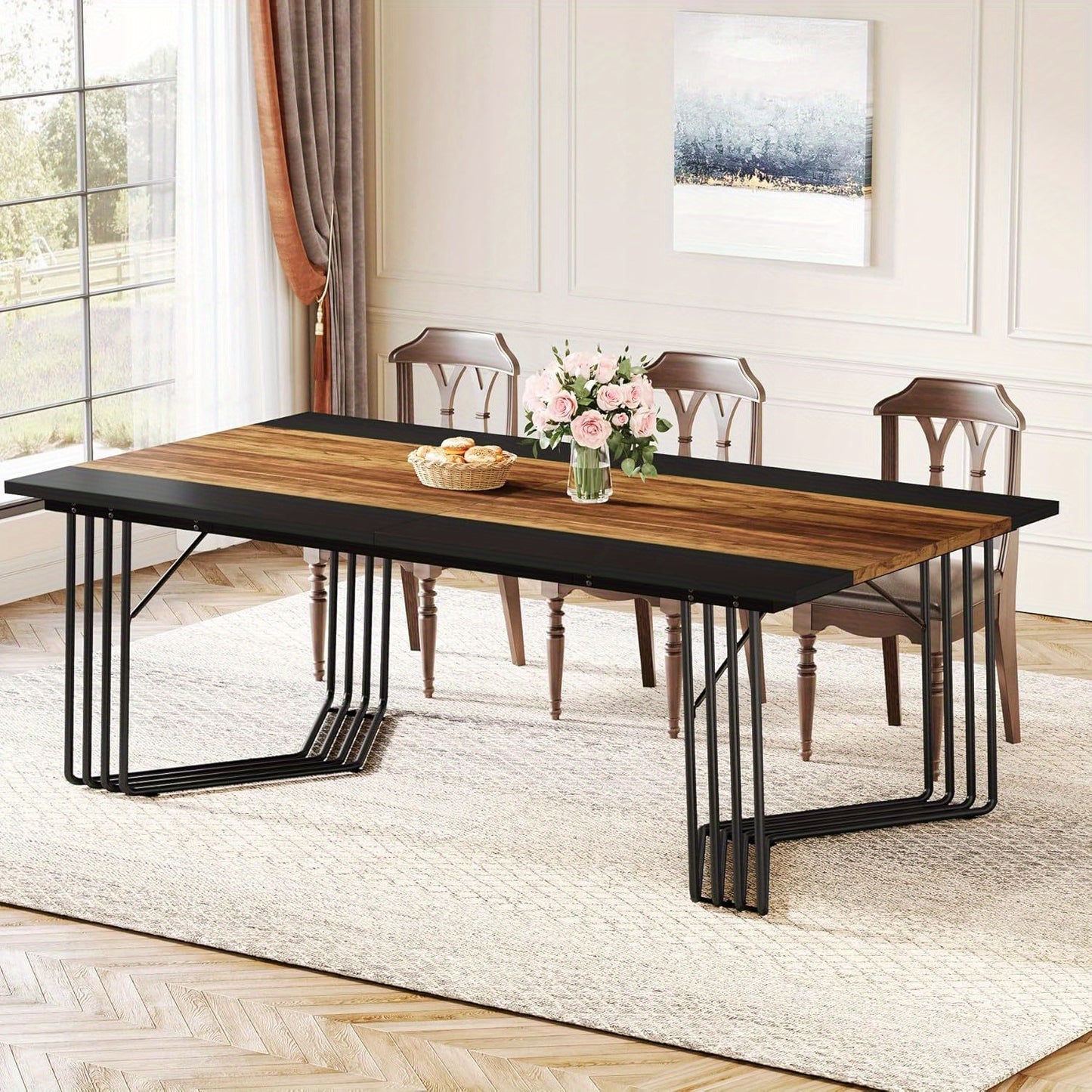 Eettafel – Keukentafel – Tafel – Eetkamertafel – Bureau – Industrieel Metalen Frame – Extra Lang 200 cm Voor 8-10 Personen – Stevig MDF Blad – Gemakkelijk Schoon Te Maken
