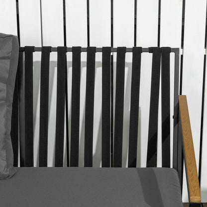 Tuinmeubelset 4-Delig – Loungeset – Buitenmeubelset – Tuinbank – Fauteuils – Zwart Stalen Frame – Dik Gevoerde Kussens