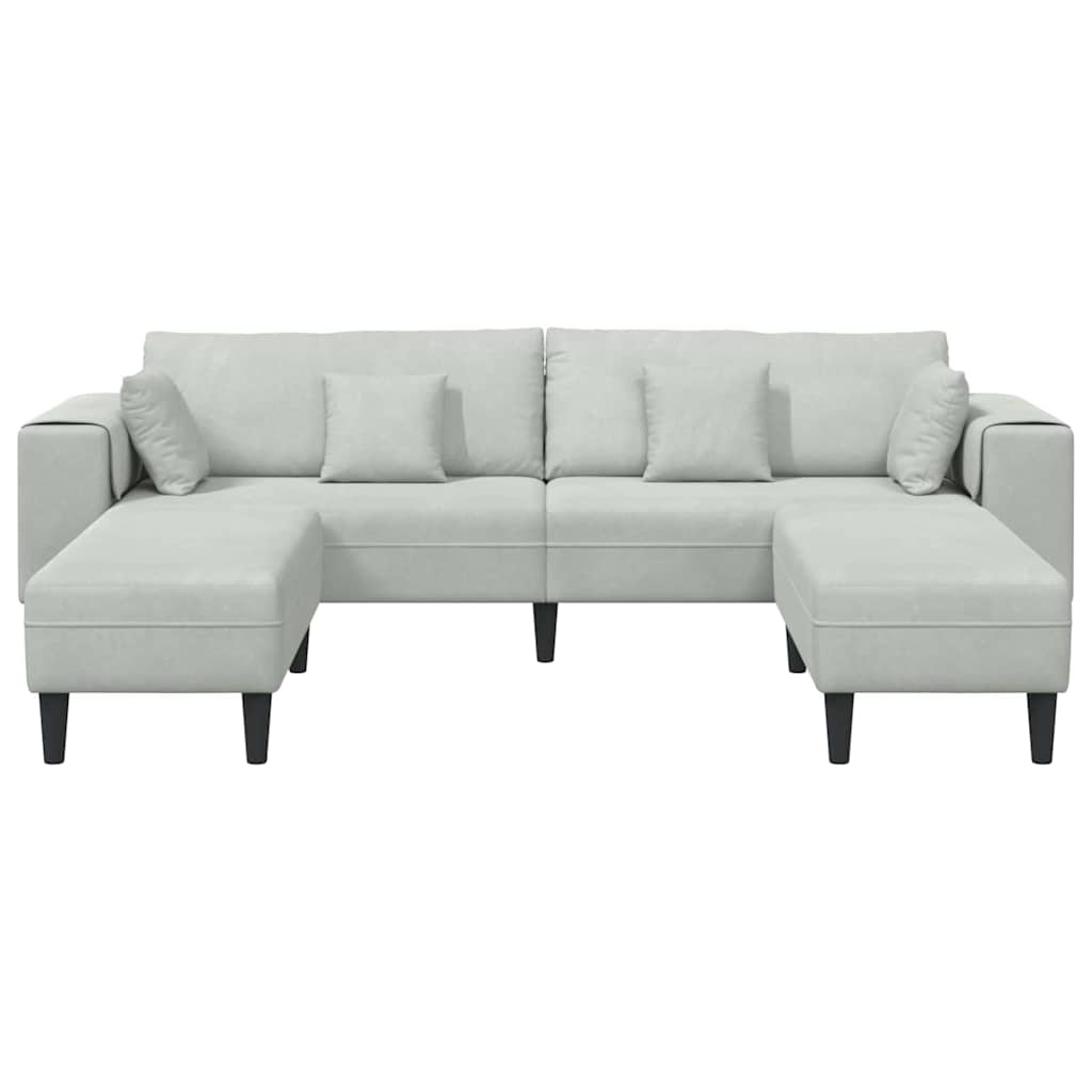 Bankstel – Hoekbank – Slaapbank – Zetel – 4-Zitsbank – Zacht Fluweel – Stevig Houten Frame