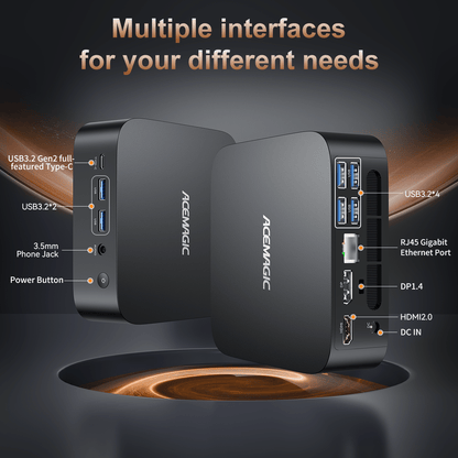 Mini PC – Mini Desktop Computer – Compact PC – Kleine Computer – Werkstation – AMD Ryzen 5 7430U – 32GB DDR4 RAM – 512GB SSD – Triple 4K Monitor Ondersteuning – Wifi 6