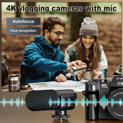 Digitale Camera – Fotocamera – Vlogcamera – 4K Camera – Compact Camera – 48MP Resolutie – 16x Zoom – WiFi & App Bediening – Anti-Shake Stabilisatie – Duale Batterijen – 32GB Geheugen – Wit