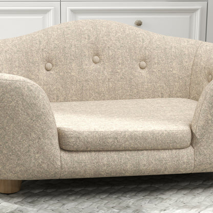 Hondenbed – Hondenmand – Hondenkussen – Huisdierenbed – Kattenbed – Pluche Kussen – Stevig Dennenhouten Frame – 70 x 47 x 30 cm – Crème Wit