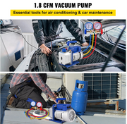 Vacuumpomp - 1.8CFM - 2 fasen - 1HP Koelmiddel Vacuümpomp - Koelgereedschap - HVAC-koeling - met spruitstukmeter - Blauw - QUORE