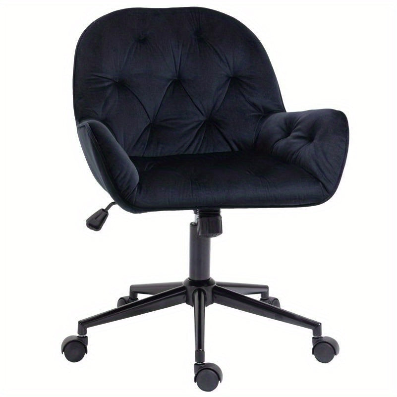Bureaustoel – Ergonomische Stoel – Draaistoel – Kantoorstoel – Bureaukruk – Verstelbaar – Fluwelen Bekleding Zwart – 360° Draaibaar – Stevige Vijfpotige Basis