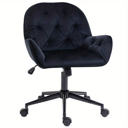 Bureaustoel – Ergonomische Stoel – Draaistoel – Kantoorstoel – Bureaukruk – Verstelbaar – Fluwelen Bekleding Zwart – 360° Draaibaar – Stevige Vijfpotige Basis