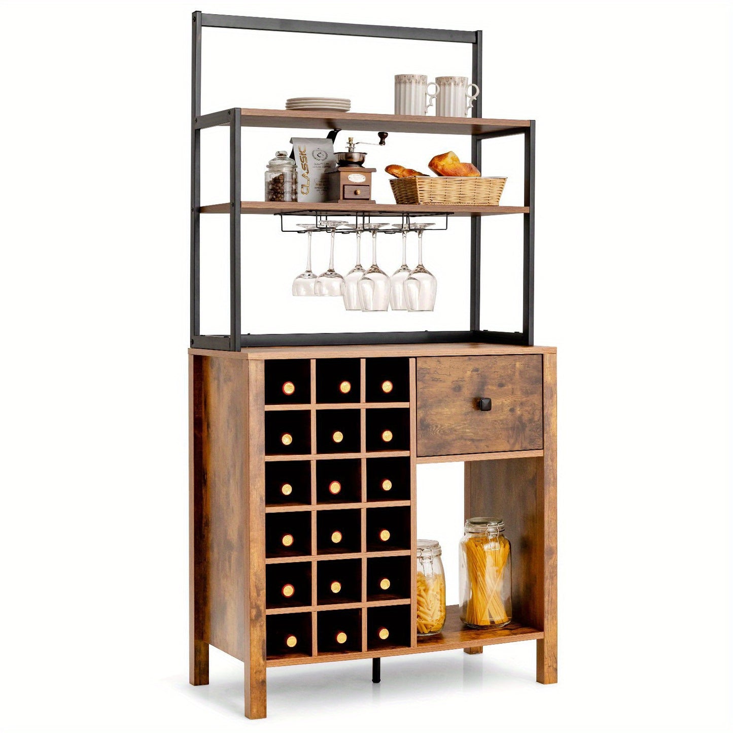 Globe Bar – Globusbar – Wijnbar – Drankwagen – Retro Barwagen – Op Wielen – Eucalyptus Hout – Compact Design 47x47x90 cm