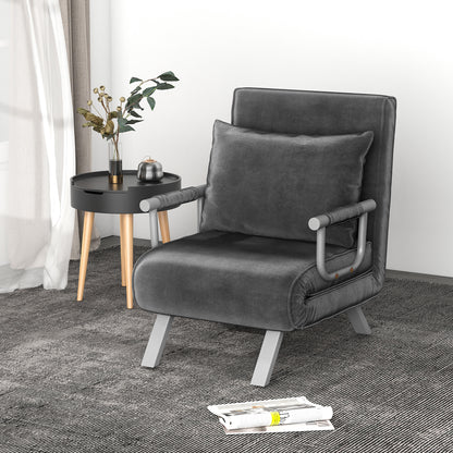 Slofstoel – Fauteuil – Relaxstoel – Zetel – Bedstoel – Verstelbare Rugleuning 5 Posities – Afneembare Wasbare Suède Bekleding – Metaal Frame – Grijs