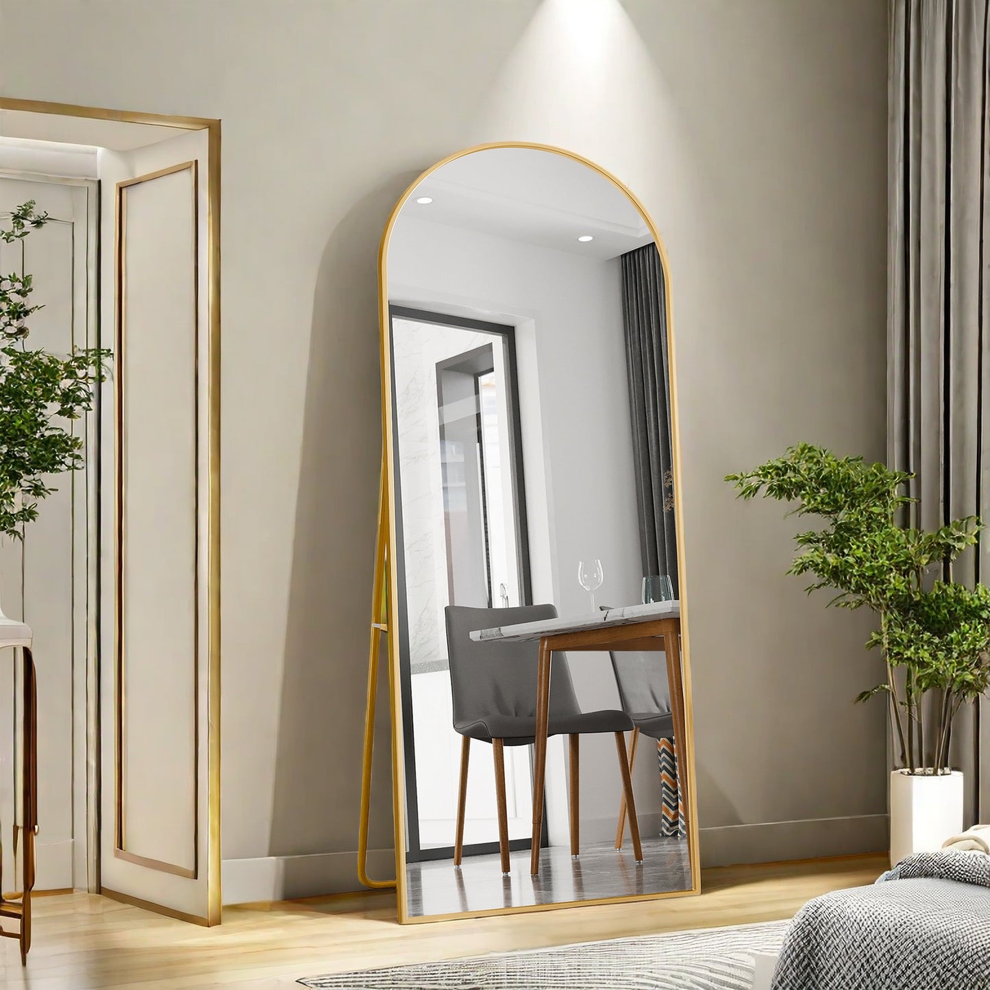 Grote Vloerspiegel – Staande Spiegel – Wandspiegel – Volledige Lengte Spiegel – Slaapkamer Spiegel – Gouden Metalen Frame – 80x180 cm – Duurzaam Glas