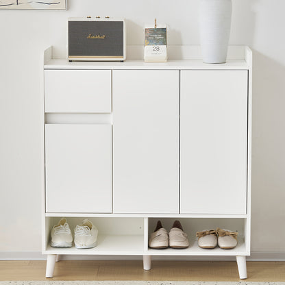 Opbergkast – Schoenenkast – Dressoir – Kasten – Opberger – Wit Metaal – Verstelbare Planken – Volledig Gemonteerd – 99x90x35 cm – Stevig & Duurzaam