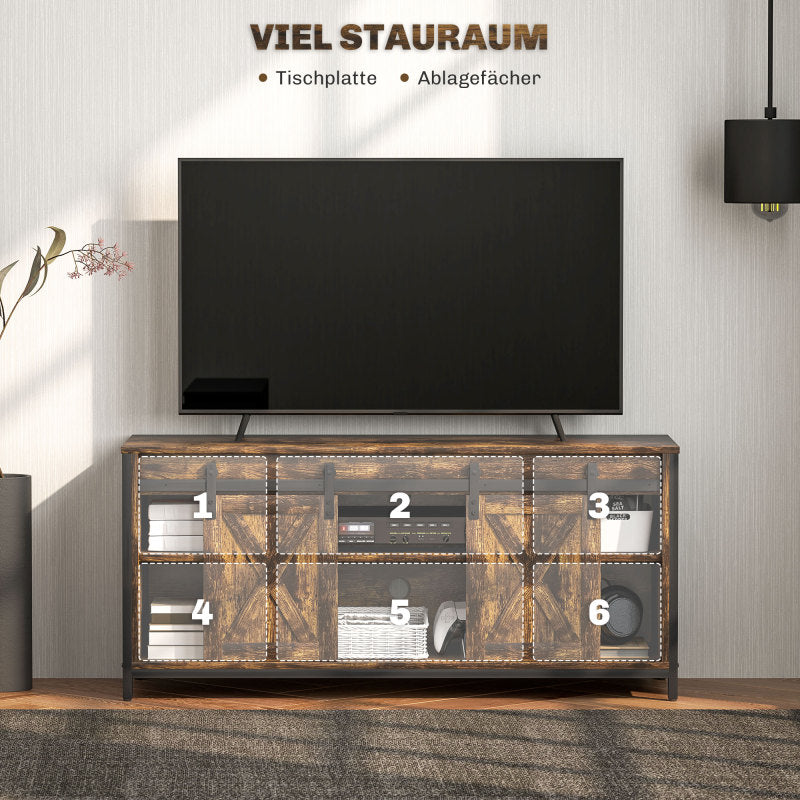 Tv-meubel – Tv-stand – Tv-kast – Tv-meubelkast – Lowboard – Modern Bruin – Geschikt voor tot 60 inch – Kabelmanagement en ruime opbergruimte