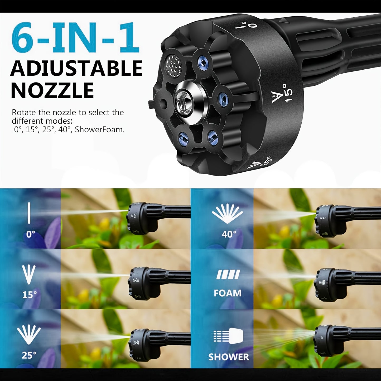 Hogedrukreiniger – Hogedrukspuit – Accu Hogedrukreiniger – Draadloze Hogedrukreiniger – 6-in-1 Multifunctionele Sproeikop – 3500W Brushless Motor – 200 Bar Krachtige Waterdruk