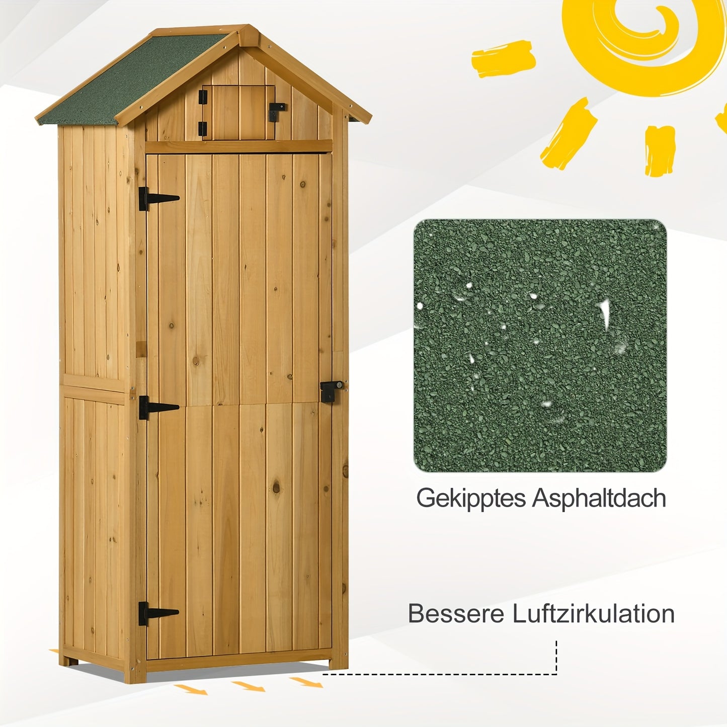 Tuinhuisje – Tuinkastje – Gereedschapsschuur – Tuinschuur – Berging – Hout – Asfalt Dak – Met Raam – 77x54,2x179 cm – Geel Groen