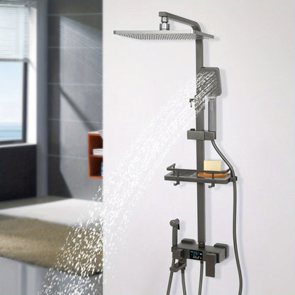 Badkraan – Badkamerkraan – Douchekraan – Mengkraan – Badkraan met Handdouche – 360° Draaibare Hoofddouche – Verstelbare Hoogte 73-116 cm