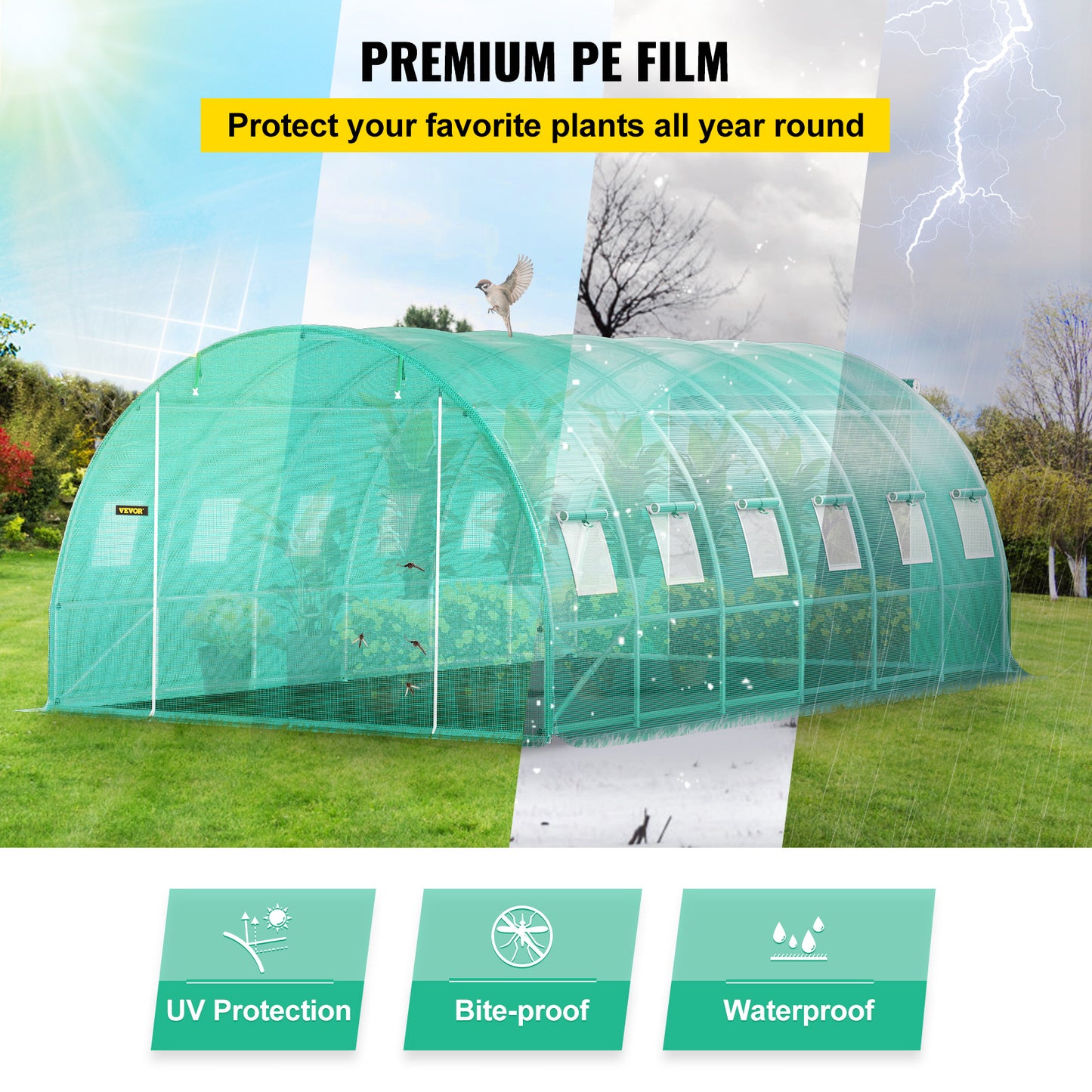 Tunnelkas – Kweekkas – Groentekas – Serre – Tuinkas – 20 x 10 x 7 ft – Gegalvaniseerd Stalen Frame – Waterdichte PE-Folie