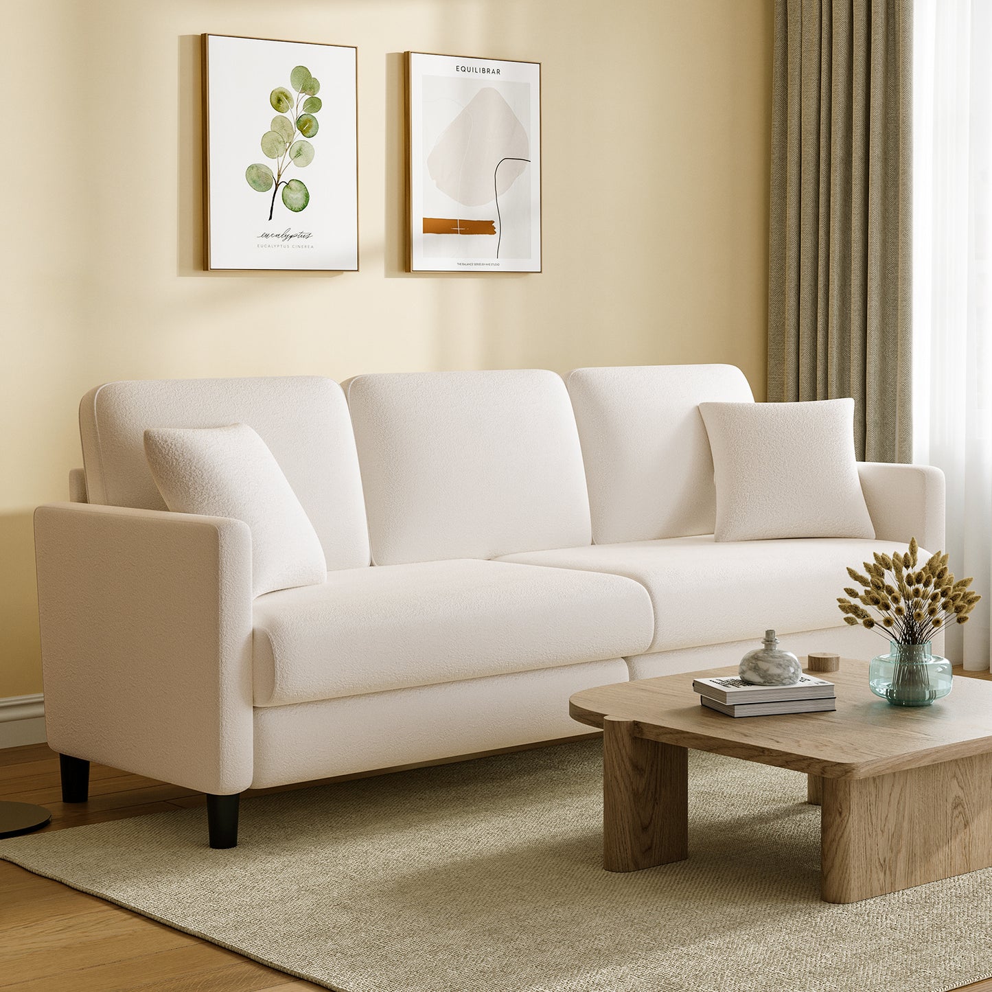 3-Zits Bank – Driezitsbank – Sofa – Zitbank – Tweezitsbank – Beige – Hoogwaardig Schuim – Stevig Houten Frame