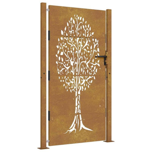 Metalen Tuinafscheiding – Tuinpoort – Tuinhek – Patio Schutting – Balkon Afsluiting – Bruin – 105x205 cm – Anti-Roest Coating