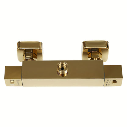 Thermostaatkraan – Douchekraan – Douchekraan Set – Thermostatische Mengkraan – Doucheset – Goudkleurig – Messing en RVS – Thermostatische Temperatuurregeling