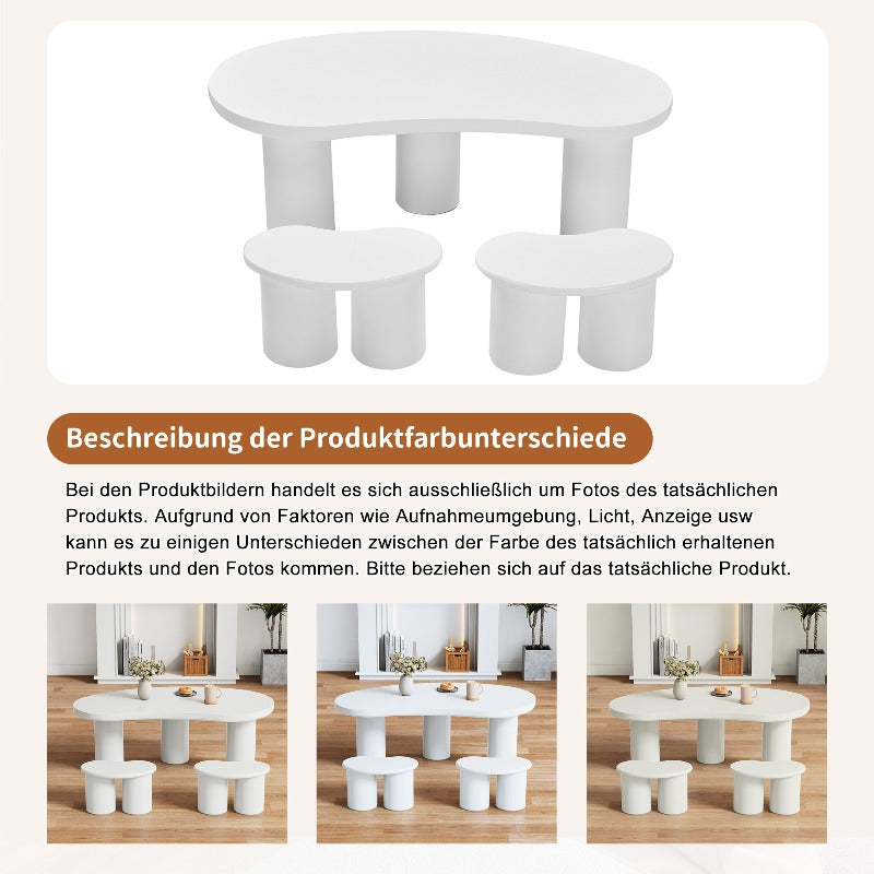 Crescent Moon Salontafel – Halvemaan Tafeltje – Bijzettafel – Sofa Tafel – Woonkamer Meubel – Wit MDF Blad – PVC Poten – Compact & Geen Montage
