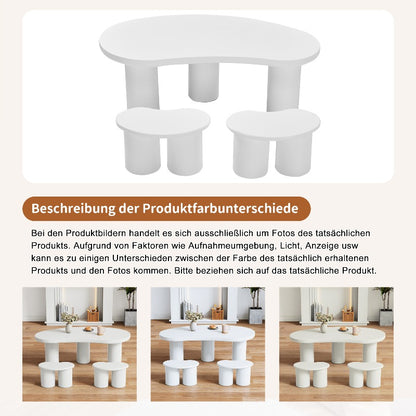 Crescent Moon Salontafel – Halvemaan Tafeltje – Bijzettafel – Sofa Tafel – Woonkamer Meubel – Wit MDF Blad – PVC Poten – Compact & Geen Montage