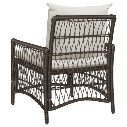 Tuinstoel Set – Gartenstuhl – Buitenstoel – Patio Stoel – Rattan Stoel – Met Kussen – 60x70x78 cm – Poly Rattan – Beige