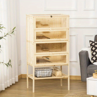 Hamsterkooi – Knaagdierskooi – Kleine Dierenkooi – Houten Kooi – Rodent Kooi – Vijf Niveaus Met Trappen – Groot Formaat 60x40x120 cm