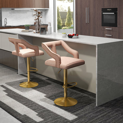 Barstoelen – Barkrukken – Barstoelen Verstelbaar – Keukenstoelen – Barkrukken Draaibaar – 360° Draaifunctie – Verstelbare Zithoogte 63-85 cm – Luxe Dutch Velvet Bekleding – Antislip Metalen Basis