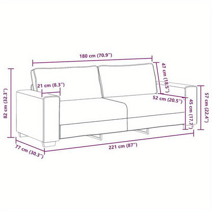 3-Zits Bank – Sofa – Zetel – Loveseat – Couch – Taupe – 180 cm – Zachte Stof – Comfortabel Design