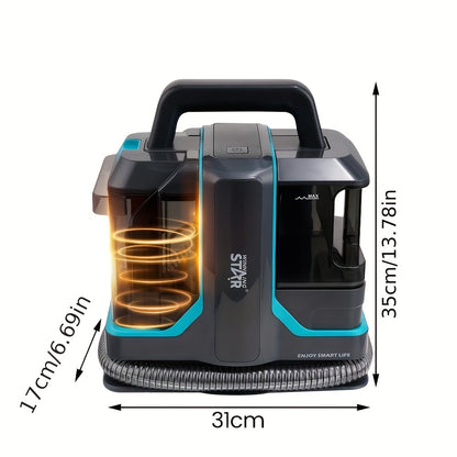 Handstofzuiger – Stofzuiger – Zakloze Zuiger – Auto Stofzuiger – Snoerloze Mini Stofzuiger – 1080ml Inhoud – Krachtige Zuigkracht – Compact & Lichtgewicht – Zwart met Blauwe Accent