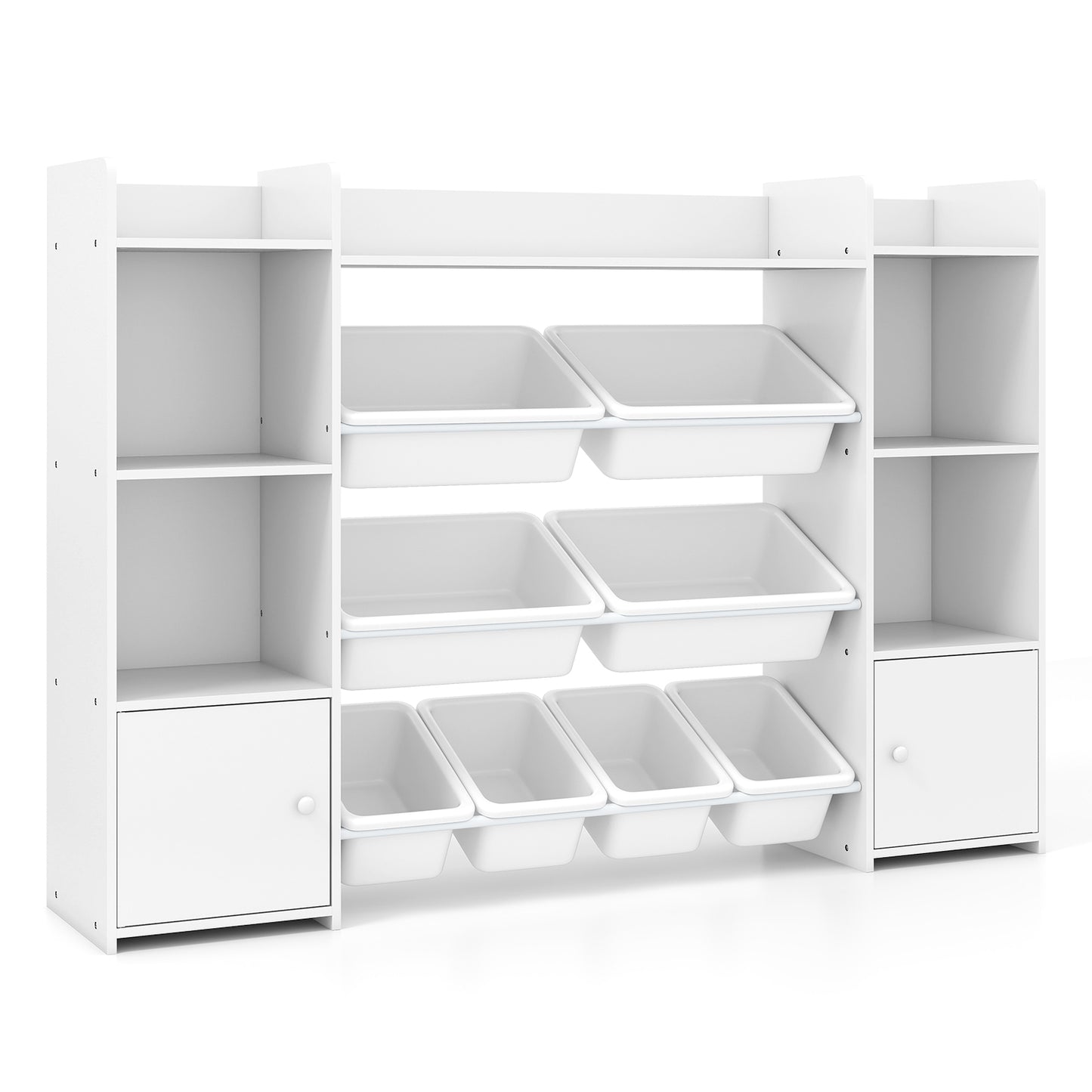 Speelgoedkast – Speelgoedopberger – Opbergkast – Kinderkast – Speelgoedrek – 142 cm Hoog – 8 Uitneembare Bakken