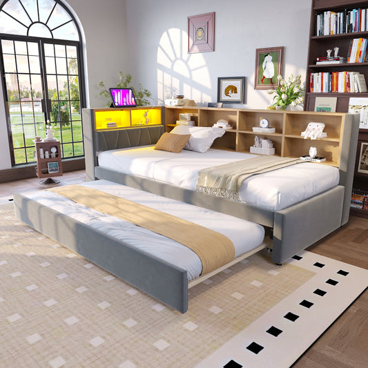 Moderne Slaapbank – Sofa Bed – Slaapbank Met Uitschuifbed – Logeerbank – Slaapbank Met Opbergruimte – Donkergrijs – 2 Persoons Slaapplaatsen 90x200/90x190 cm – Vlekbestendige Flanelstof