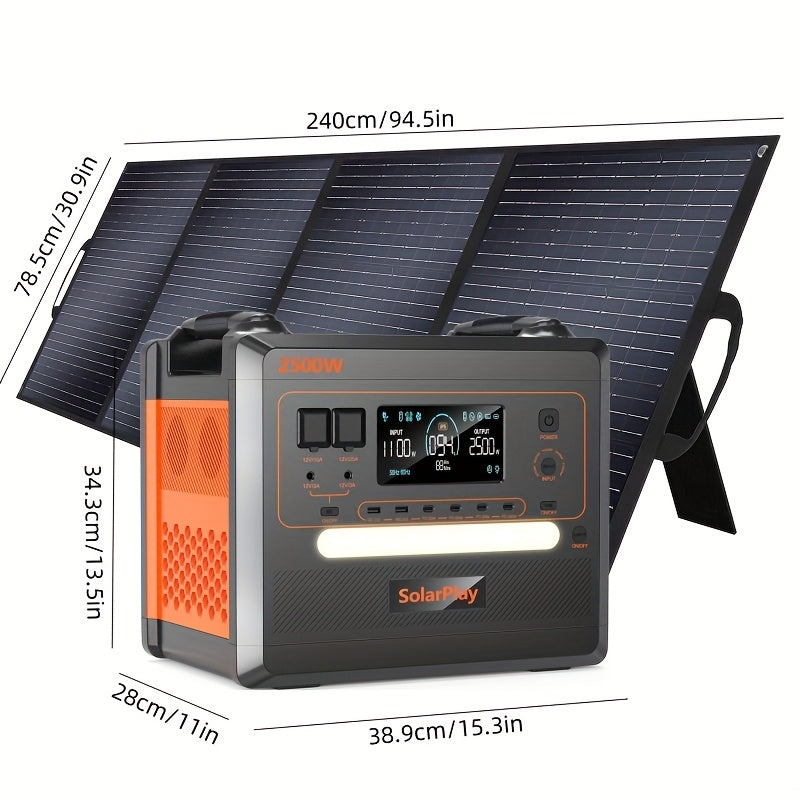 Powerstation – Draagbare Generator – Noodstroomvoorziening – Camping Accu – Mobiele Powerbank – 2500W Continu, 400W Snelladen Zonnepanelen