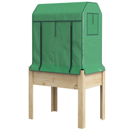 Kweekkas – Verhoogd Plantenbed – Tuinkas – Foliekas – Hobbykas – 86x60x165 cm – Duurzaam Vurenhout – Inclusief Beschermkap en Ventilatieramen
