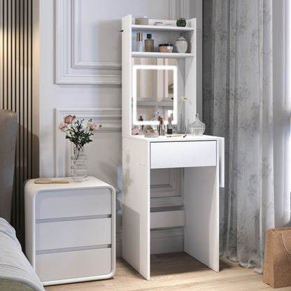 Make-up Tafel – Kaptafel – Make-up Bureau – Schminktafel – Vanity Tafel – Compact Ontwerp – LED-verlichting Met Spiegel