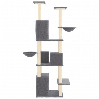 Krabpaal – Kattenboom – Klimpaal – Kattenmeubel – Krabmeubel – Donkergrijs – 180 cm Hoog – Stevig Plywood Met Sisal