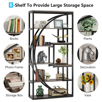 Industriële Vakkenkast – Boekenkast – Opbergkast – Vakkenkast – Plankenkast – 180 cm Hoog – Vintage Grijs Metalen Frame