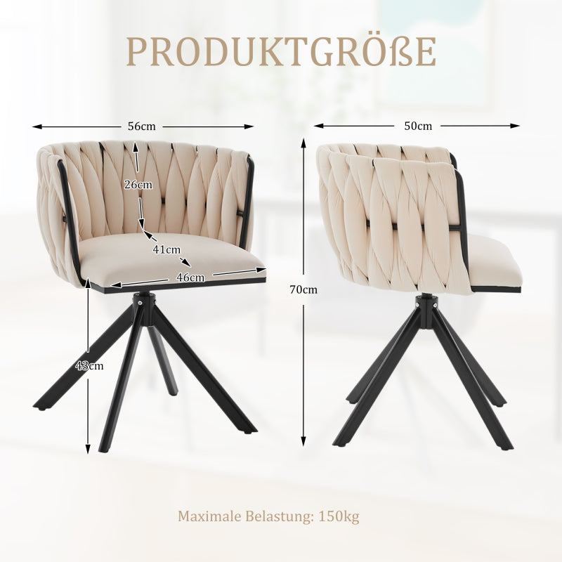 Velours Fauteuil – Lounge Stoel – Draaistoel – Relaxstoel – Zithoekstoel – Set Van 2 – 180° Draaibaar – Ergonomische Rugsteun