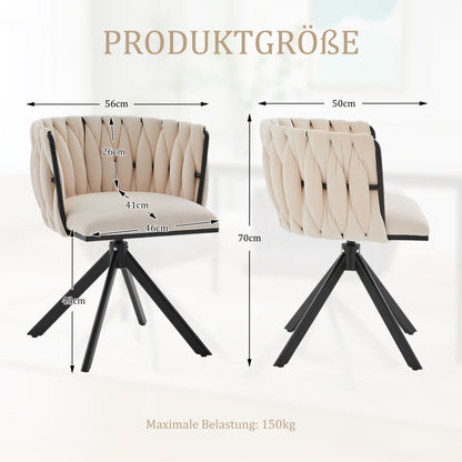 Velours Fauteuil – Lounge Stoel – Draaistoel – Relaxstoel – Zithoekstoel – Set Van 2 – 180° Draaibaar – Ergonomische Rugsteun