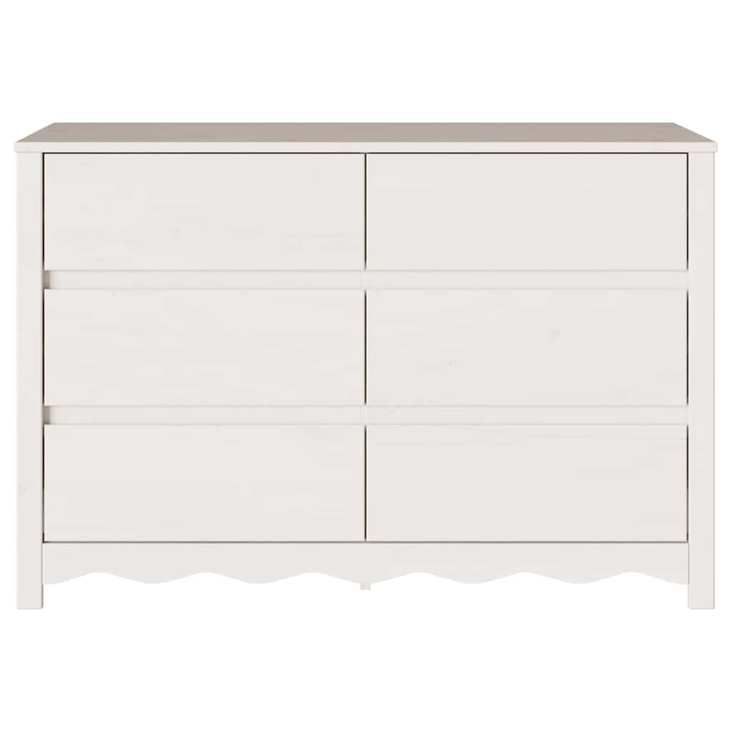 Ladenkast – Ladekast – Dressoir – Opbergkast – Kommode – 6 Ruime Lades – Hoogwaardig Natuurlijk Hout – Mat Witte Afwerking