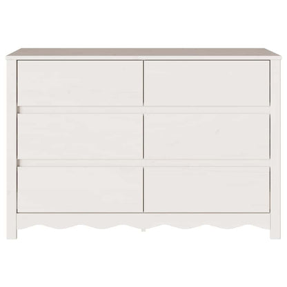 Ladenkast – Ladekast – Dressoir – Opbergkast – Kommode – 6 Ruime Lades – Hoogwaardig Natuurlijk Hout – Mat Witte Afwerking