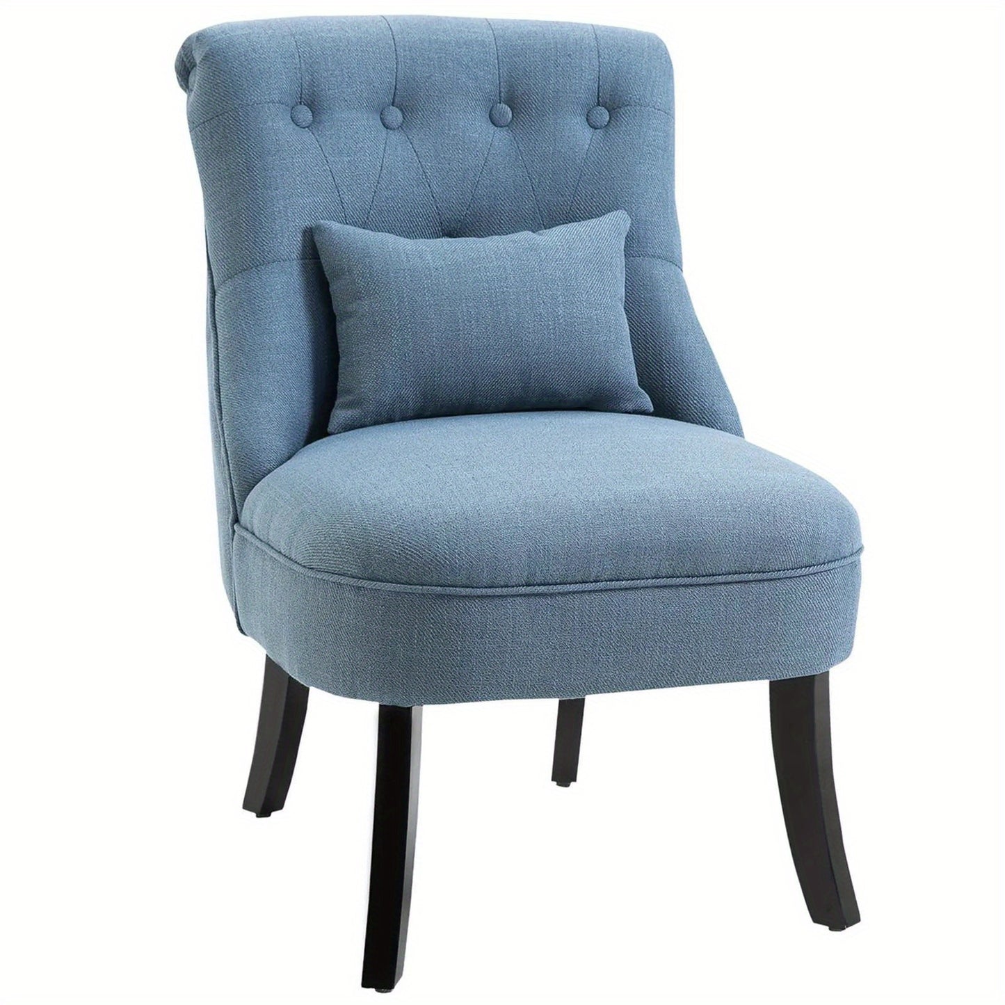 Fauteuil – Loungefauteuil – Zetel – Relaxstoel – Leunstoel – Blauw Linnen – Comfortabel Met Rugkussen – Compact 52,5x69x77 cm